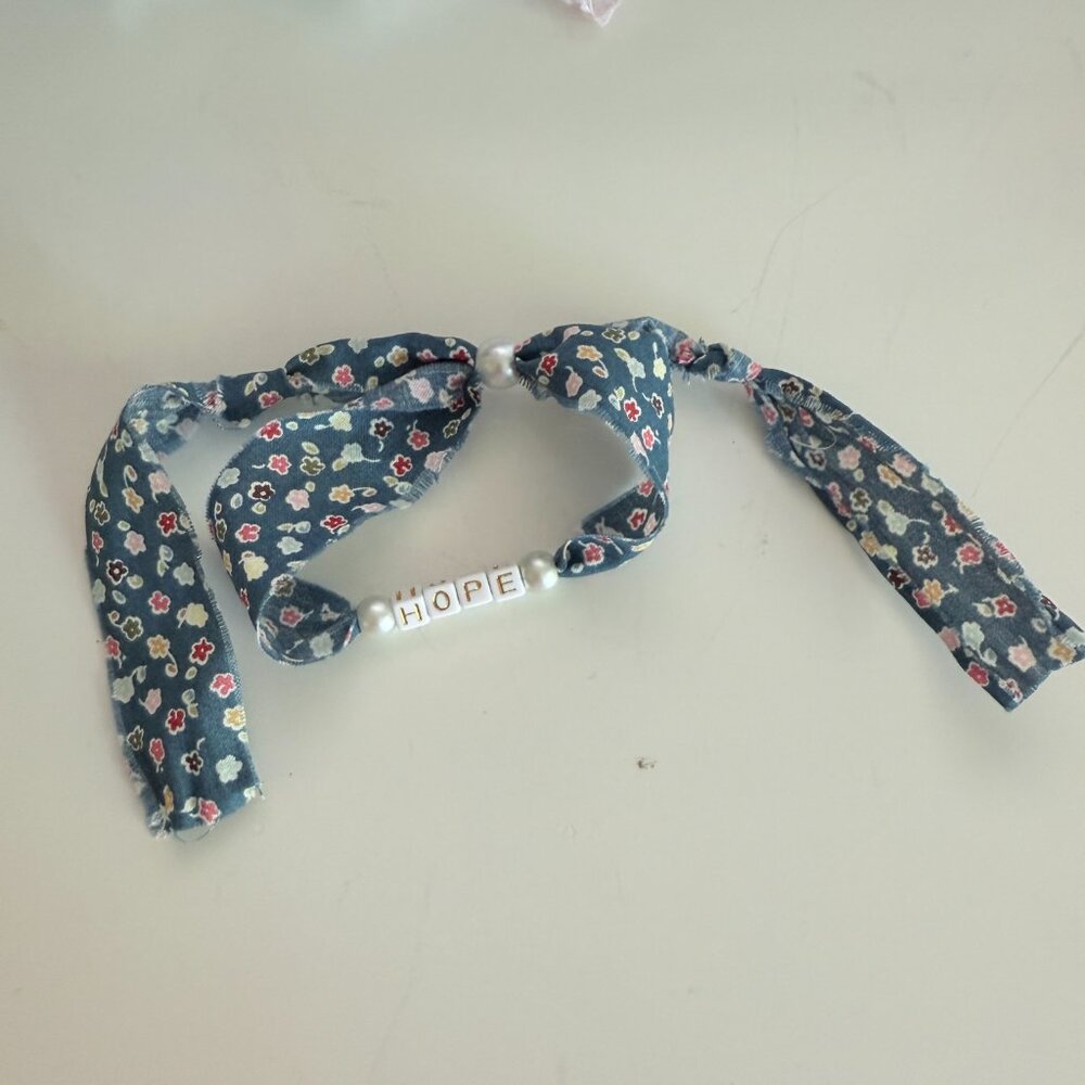 Fabric Bracelet HOPE Floral Handmade Jewelry Bespoke